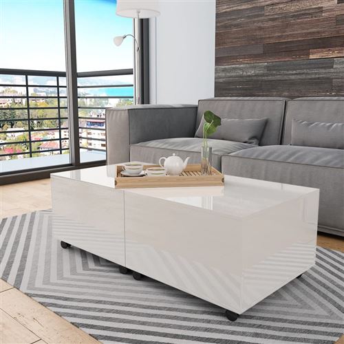 vidaXL Table basse Blanc brillant 120 x 60 x 35 cm