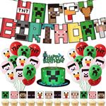 Décoration de fête d’anniversaire Minecraft, faveurs et fournitures