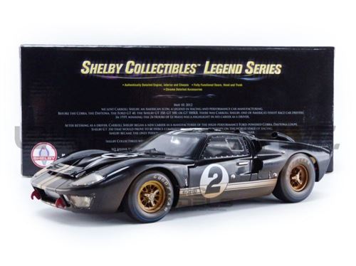 Voiture Miniature de Collection SHELBY COLLECTIBLES 1-18 - FORD GT 40 Mk II - Winner Le Mans 1966 - Dirty Version - Black - SHELBY431