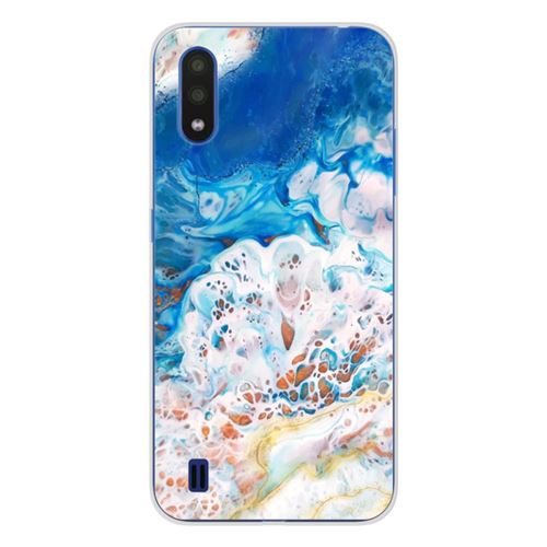 Coque en silicone imprimée compatible Samsung Galaxy A01 Marbre océan