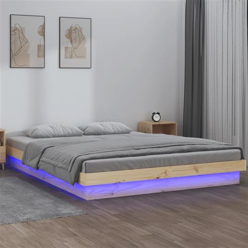 VIDAXL - Cadre de lit LED - Bois massif - 150x200 cm - Image 2