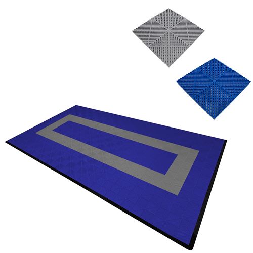 Monstershop Vented Garage Floor Tiles With Edges – 90 Blue & 30 Grey