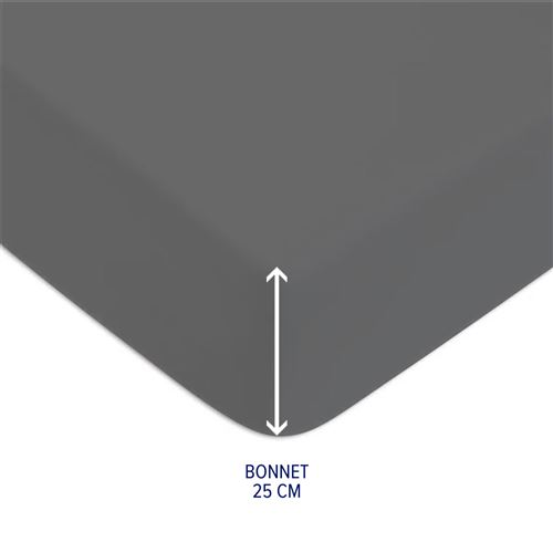 Drap-housse Coton Zinc Bonnet 25 - 200x200 cm - 100% coton - Le Roi du  Matelas - Achat & prix