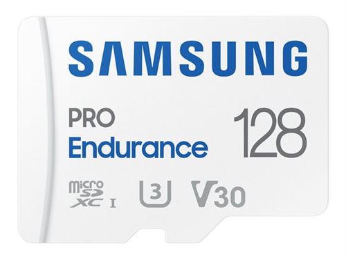 Samsung PRO Endurance MB-MJ128KA - Carte mémoire flash (adaptateur microSDXC vers SD inclus(e)) - 128 Go - Video Class V30 / UHS-I U3 / Class10 - microSDXC UHS-I - blanc