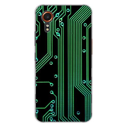 Coque en silicone imprimée compatible Samsung Galaxy XCover 7 Texture circuit geek