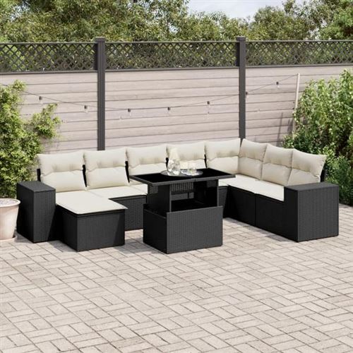 Non Communiqué Noir Salon De Jardin Modulable Vidaxl Rotin 9 Pieces X 83 X 69