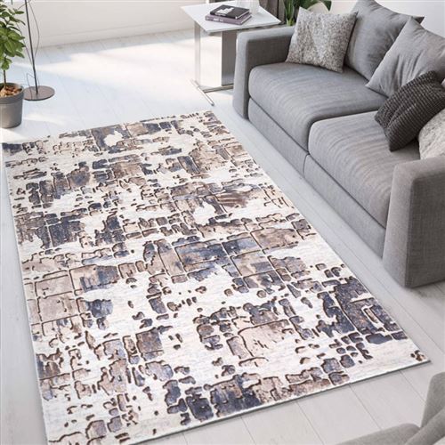 Tapis de salon design moderne à poils courts marron Double MAR005, Taille: 160 x 230