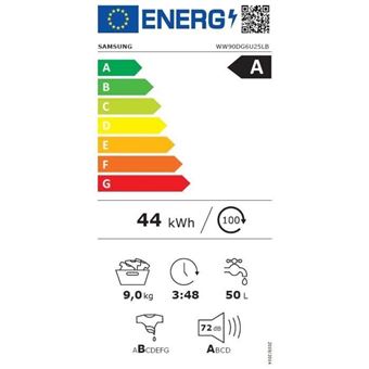 Lave-Linge Hublot - Samsung - Ai Ecobubble™ Ww90Dg6U25Lb - 9 Kg - Induction - 60 Cm - 1400 Trs/Min - Connecté - Noir