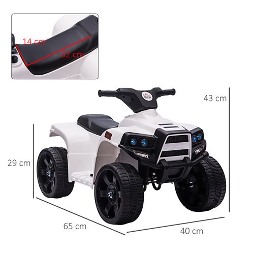 Quad Electrique pour Enfants 3 km/h,Phares, Musique, MP3, USB, AUX, Volume  Réglable Voiture pour Enfants de 3-6 Ans Blanc - Véhicule électrique pour  enfant - Achat & prix