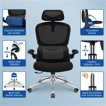 Magnifique fauteuil de bureau ergonomique blanc et noir