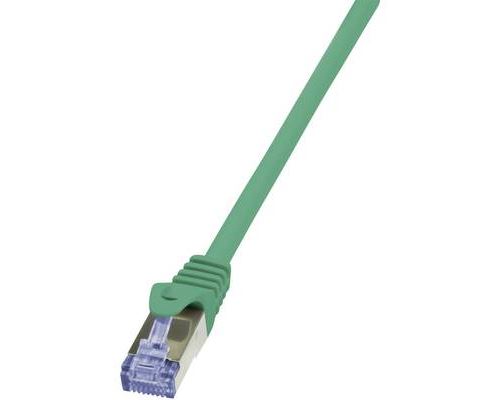 LogiLink - Cordon de raccordement - RJ-45 (M) pour RJ-45 (M) - 1 m - SFTP, PiMF - CAT 6a - sans halogène, moulé, sans crochet - vert