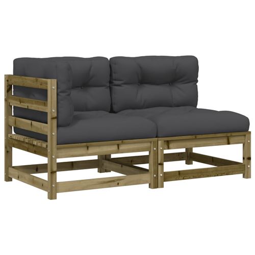 vidaXL Canapé de jardin avec coussins 2 places bois de pin imprégné