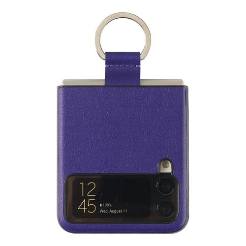 Coque avec Anneau pour Z Flip 3 Étui en cuir PU antichoc FONGWAN pour Samsung Galaxy-Violet