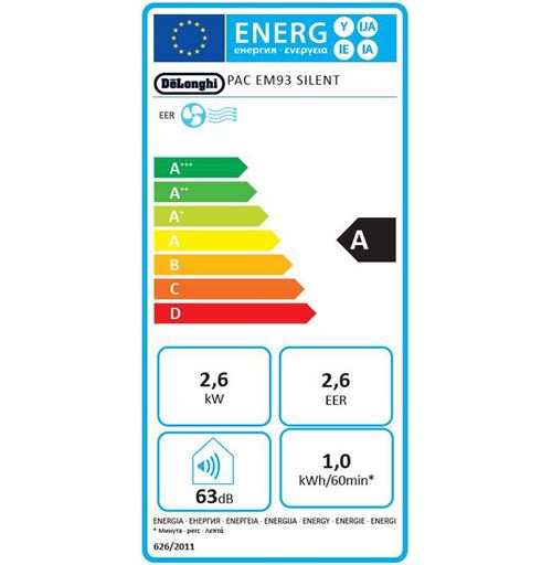 Climatiseur mobile 2600w 25m Delonghi pacem93silent Climatiseur