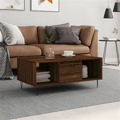 vidaXL - Table basse - Bois - Marron - 90x50x36,5 cm - Image 3