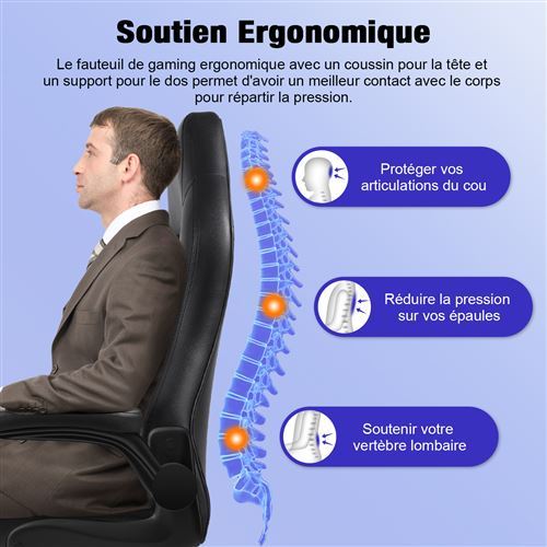 Mendler - SIHOO chaise de bureau ergonomique charge max. 150kg ~ revêtement  gris, piétement blanc - Bureaux - Rue du Commerce
