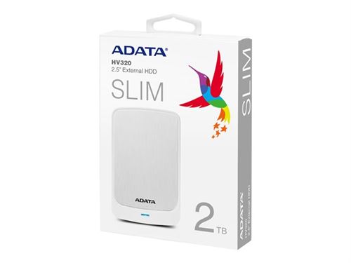 ADATA HV320 - Disque dur - 2 To - externe (portable) - USB 3.1 - blanc