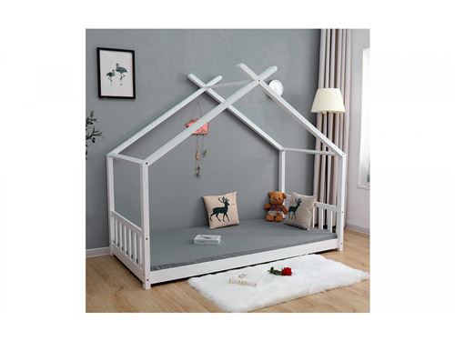 Bobochic Lit Cabane Bois Elie Blanc 90x190 Lit Pour Enfant