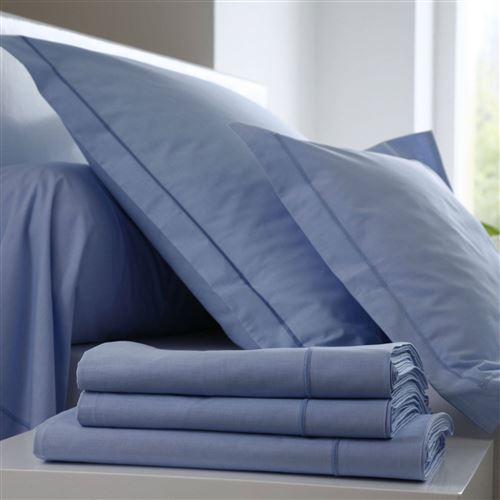 Drap housse Coton BLANC DES VOSGES - Ciel - 80 x 200 cm