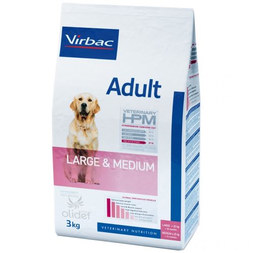 Croquettes virbac veterinary hpm adult large & medium sac 3 kg