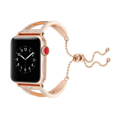 Bracelet en métal décor diamant de rechange or rose pour votre Apple Watch Series 4 40mm/Series 3 2 1 38mm