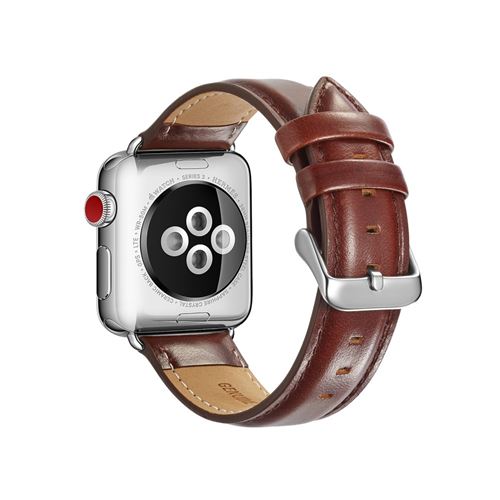 Bracelet en cuir véritable couche supérieure café pour votre Apple Watch Series 4 40mm/Series 3 2 1 38mm