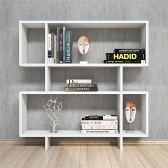 245 60 Sur Homemania Bibliotheque Hera Avec Etageres Meuble De Rangement Pour Salon Bureau Blanc En Bois 100 X 20 X 100 Cm Achat Prix Fnac