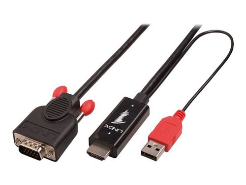 Lindy HDMI to VGA Adapter cable - Convertisseur vidéo - HDMI - VGA - noir