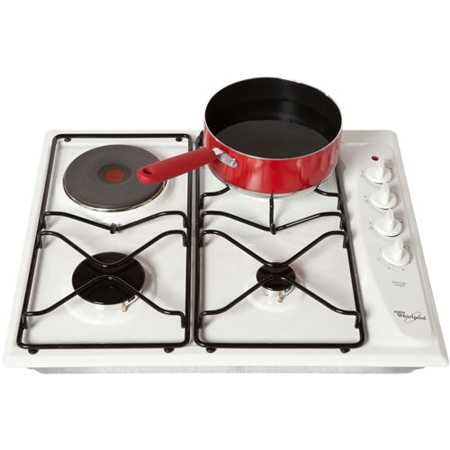 Whirlpool AKM261WH - Gas & elektrische kookplaat - 4 hobben - Niche - breedte: 56 cm - diepte: 48 cm - wit
