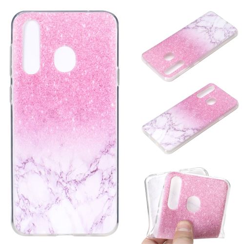 Coque en TPU impression de motifs clairs souple élément scintillant et grain de marbre pour votre Samsung Galaxy M40