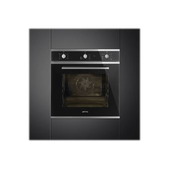 Smeg Selezione SF64M3VN - Four - intégrable - niche - largeur : 55.4 cm - profondeur : 56 cm - hauteur : 58.3 cm - classe A - noir avec des touches d'inox