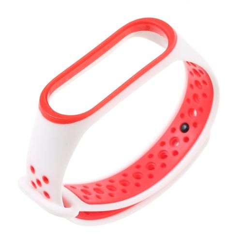 Bracelet en silicone deux tons souple blanc rouge pour votre Xiaomi Mi Band 3