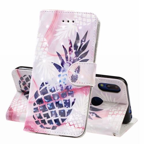 Etui en PU impression de motif de décor de tache lumineuse ananas avec support pour votre Xiaomi Redmi 7/Y3