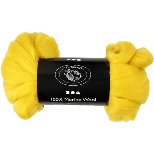 Kartehuset laine Merino21 microns jaune 100 grammes par bulbe