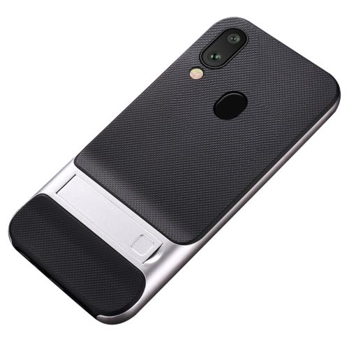 Coque en TPU modèle de filet hybride argent avec béquille pour votre Samsung Galaxy A30/A20