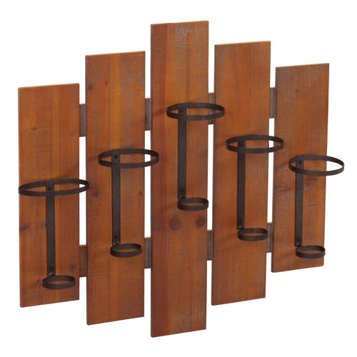 Étagère à vin murale MENDLER HWC-B99 bois métal pour 5 bouteilles 60x60x12cm