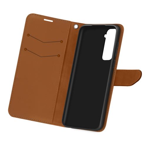 Housse pour Samsung Galaxy S21 Folio Portefeuille Support Vidéo Dragonne Marron