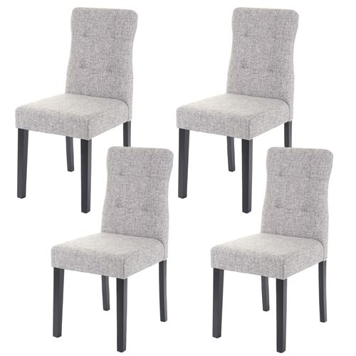 4x chaise de salle à manger MENDLER HWC-E58, fauteuil tissu gris, pieds foncés