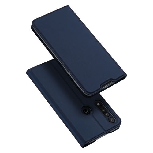 Etui en PU + TPU avec support et porte-carte bleu foncé pour votre Motorola Moto G8 Plus