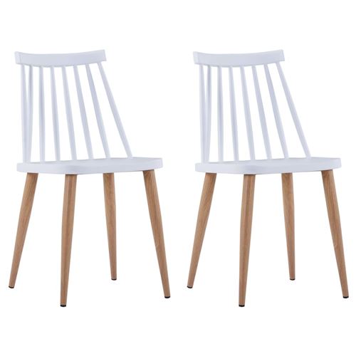 vidaXL Chaises de salle à manger 2 pcs Blanc Plastique et acier