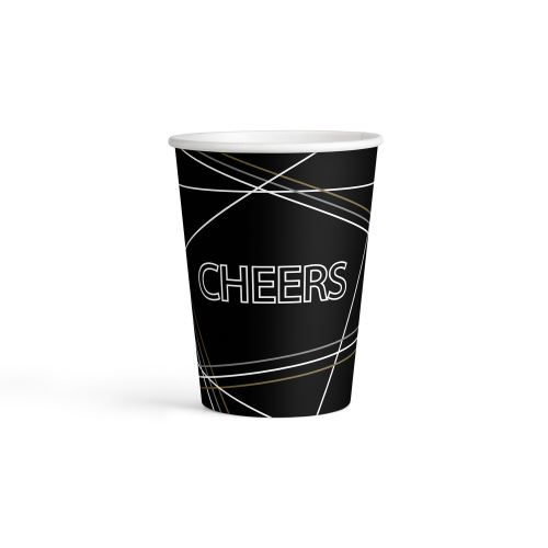 Amscan Tasses Cheers 250 ml papier noir 8 pièces