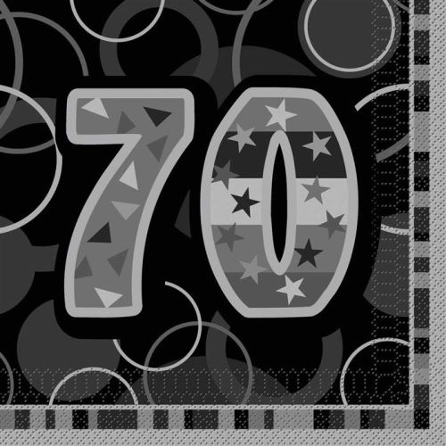 Haza Original serviettes 70 ans 16 x 16 cm 16 pièces noir