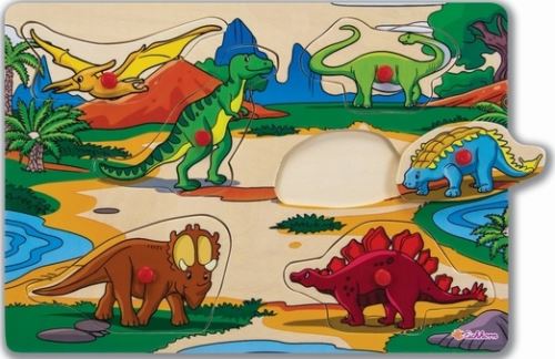 Puzzle en bois a encastrer dinosaure 6 pieces - puzzle bouton eichhorn