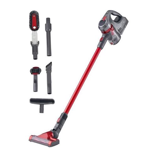 Continental Edison Vc130rg Aspirateur Balai Et A Main Sans Fil - 130w - 0.5 L - Rouge / Gris