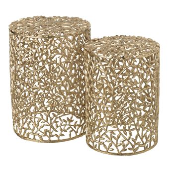 Lot de 2 Tables d'Appoint en Métal "Cecelia" 50cm Doré - 1