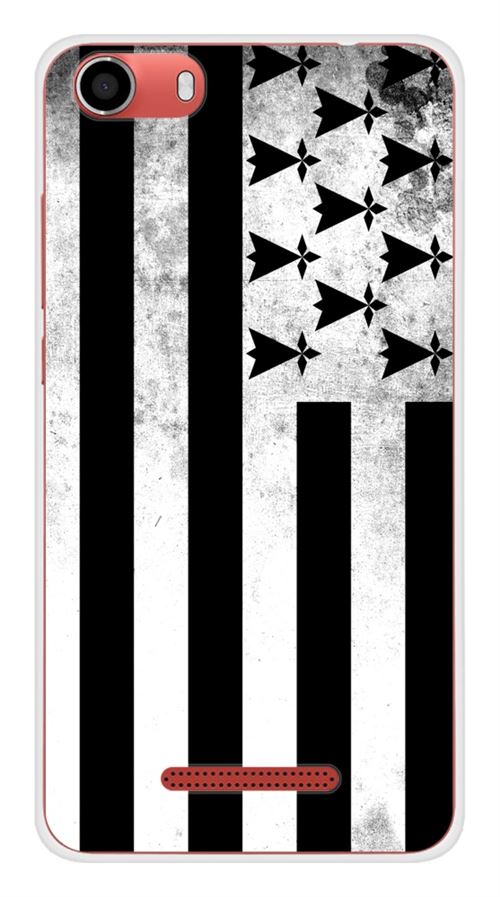 Coque en silicone imprimée compatible Wiko Lenny 2 Drapeau Bretagne