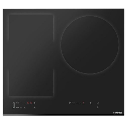 Scholtès Sotf1510B - Table De Cuisson À Induction - 3 Plaques De Cuisson - Niche - Largeur : 56.5 Cm - Profondeur : 49.5 Cm - Avec Avant Biseauté