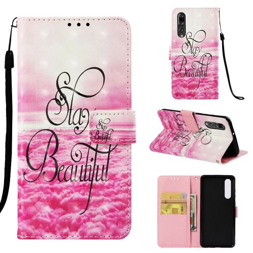 Etui en PU impression de motifs décor de points lumineux avec support séjournez en beauté pour votre Huawei P30