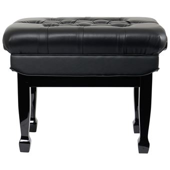 HOMCOM Banquette tabouret siège pour piano hauteur réglable 55L x 33l x  48-58H cm coffre de rangement interne assise revêtement synthétique  capitonné bois noir