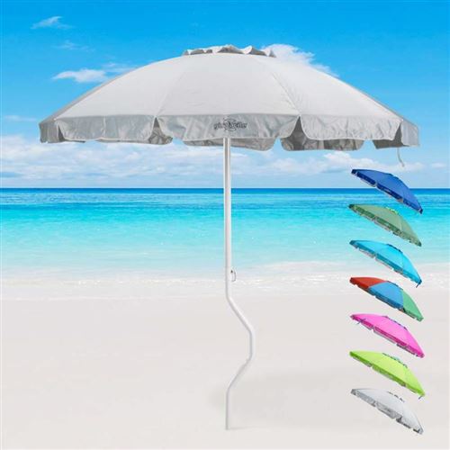 GiraFacile - Parasol de plage léger visser protection uv GiraFacile 220 cm Apollo, Couleur: Blanc - Argent